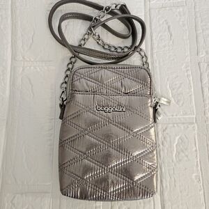 Baggallini Quilted Silver Crossbody Bag